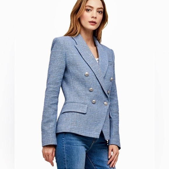 NWT L'AGENCE Kenzie Basket Weave Tweed Double Breasted Classic Academia Blazer 2 - Picture 9 of 11